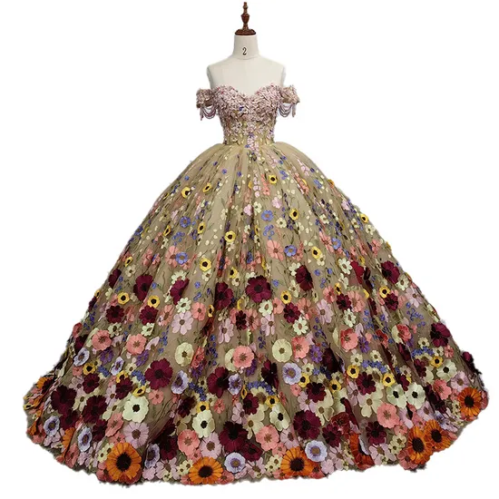 Abiti da ballo da sposa rosa con spalle scoperte Abiti Quinceanera in tulle di pizzo Z3032